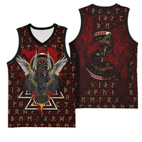 Raven and Bear Norse Symbolism Basketball Jersey Viking Blood Red Rune Art Style