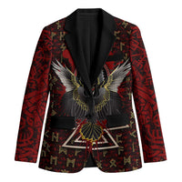 Raven and Bear Norse Symbolism Blazer Viking Blood Red Rune Art Style