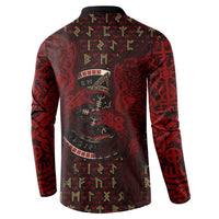 Raven and Bear Norse Symbolism Button Sweatshirt Viking Blood Red Rune Art Style