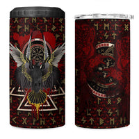 Raven and Bear Norse Symbolism 4 in 1 Can Cooler Tumbler Viking Blood Red Rune Art Style