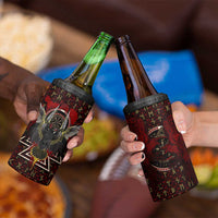 Raven and Bear Norse Symbolism 4 in 1 Can Cooler Tumbler Viking Blood Red Rune Art Style
