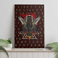 Raven and Bear Norse Symbolism Canvas Wall Art Viking Blood Red Rune Art Style