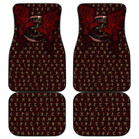 Raven and Bear Norse Symbolism Car Mats Viking Blood Red Rune Art Style
