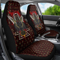 Raven and Bear Norse Symbolism Car Seat Cover Viking Blood Red Rune Art Style