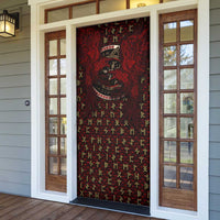 Raven and Bear Norse Symbolism Door Cover Viking Blood Red Rune Art Style