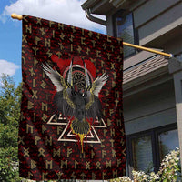 Raven and Bear Norse Symbolism Garden Flag Viking Blood Red Rune Art Style