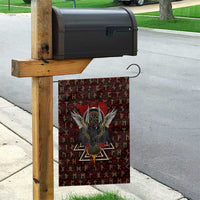 Raven and Bear Norse Symbolism Garden Flag Viking Blood Red Rune Art Style