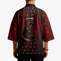 Raven and Bear Norse Symbolism Kimono Viking Blood Red Rune Art Style