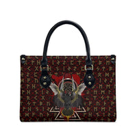 Raven and Bear Norse Symbolism Leather Bag Viking Blood Red Rune Art Style
