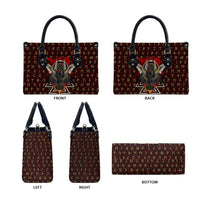 Raven and Bear Norse Symbolism Leather Bag Viking Blood Red Rune Art Style