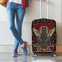 Raven and Bear Norse Symbolism Luggage Cover Viking Blood Red Rune Art Style