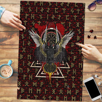 Raven and Bear Norse Symbolism Puzzle Viking Blood Red Rune Art Style