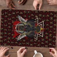 Raven and Bear Norse Symbolism Puzzle Viking Blood Red Rune Art Style