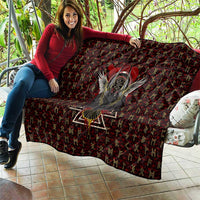 Raven and Bear Norse Symbolism Quilt Viking Blood Red Rune Art Style
