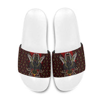 Raven and Bear Norse Symbolism Slide Sandals Viking Blood Red Rune Art Style