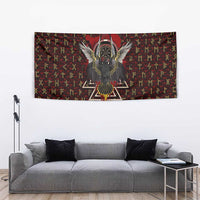 Raven and Bear Norse Symbolism Tapestry Viking Blood Red Rune Art Style