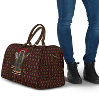 Raven and Bear Norse Symbolism Travel Bag Viking Blood Red Rune Art Style