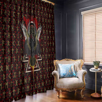 Raven and Bear Norse Symbolism Window Curtain Viking Blood Red Rune Art Style