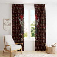 Raven and Bear Norse Symbolism Window Curtain Viking Blood Red Rune Art Style