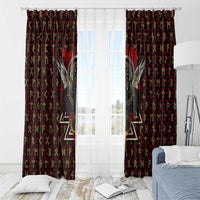 Raven and Bear Norse Symbolism Window Curtain Viking Blood Red Rune Art Style