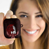 Raven and Serpent Norse Mythology AirPods Case Red and White Viking Line Art