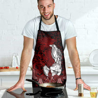 Raven and Serpent Norse Mythology Apron Red and White Viking Line Art