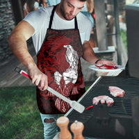Raven and Serpent Norse Mythology Apron Red and White Viking Line Art