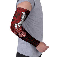 Raven and Serpent Norse Mythology Arm Sleeves Red and White Viking Line Art