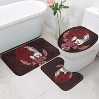 Raven and Serpent Norse Mythology Bathroom Set Red and White Viking Line Art