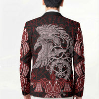 Raven and Serpent Norse Mythology Blazer Red and White Viking Line Art