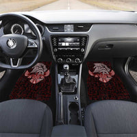 Raven and Serpent Norse Mythology Car Mats Red and White Viking Line Art