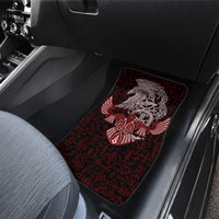 Raven and Serpent Norse Mythology Car Mats Red and White Viking Line Art