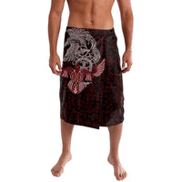 Raven and Serpent Norse Mythology Lavalava Red and White Viking Line Art