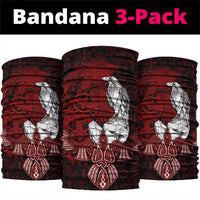 Raven and Serpent Norse Mythology Neck Gaiter Red and White Viking Line Art