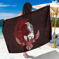 Raven and Serpent Norse Mythology Sarong Red and White Viking Line Art