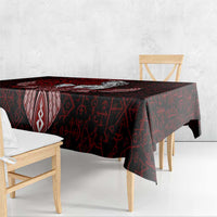 Raven and Serpent Norse Mythology Tablecloth Red and White Viking Line Art