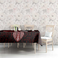 Raven and Serpent Norse Mythology Tablecloth Red and White Viking Line Art