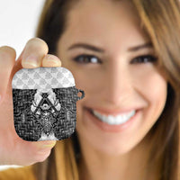 Odin and Skull Warrior Norse Mythology AirPods Case Viking Black and White Engraved Stone Art