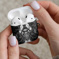 Odin and Skull Warrior Norse Mythology AirPods Case Viking Black and White Engraved Stone Art
