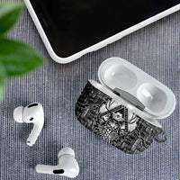 Odin and Skull Warrior Norse Mythology AirPods Case Viking Black and White Engraved Stone Art