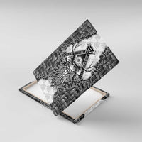 Odin and Skull Warrior Norse Mythology Canvas Wall Art Viking Black and White Engraved Stone Art