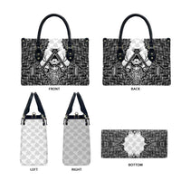Odin and Skull Warrior Norse Mythology Leather Bag Viking Black and White Engraved Stone Art