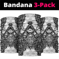 Odin and Skull Warrior Norse Mythology Neck Gaiter Viking Black and White Engraved Stone Art