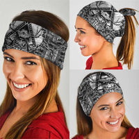 Odin and Skull Warrior Norse Mythology Neck Gaiter Viking Black and White Engraved Stone Art