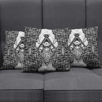 Odin and Skull Warrior Norse Mythology Pillow Cover Viking Black and White Engraved Stone Art