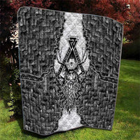 Odin and Skull Warrior Norse Mythology Quilt Viking Black and White Engraved Stone Art