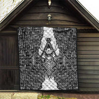 Odin and Skull Warrior Norse Mythology Quilt Viking Black and White Engraved Stone Art