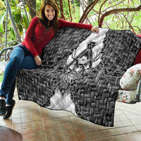 Odin and Skull Warrior Norse Mythology Quilt Viking Black and White Engraved Stone Art