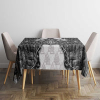 Odin and Skull Warrior Norse Mythology Tablecloth Viking Black and White Engraved Stone Art
