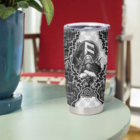 Odin and Skull Warrior Norse Mythology Tumbler Cup Viking Black and White Engraved Stone Art